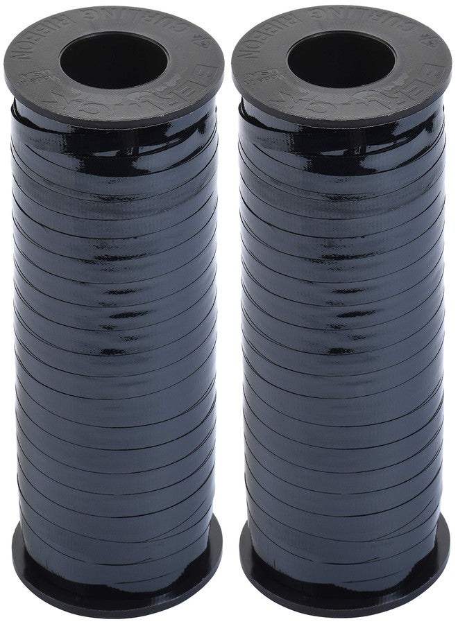 2-Pack - Berwick Splendorette Crimped Curling Ribbon, 3/16-Inch Wide by 500-Yard Spools, Black Lacquer